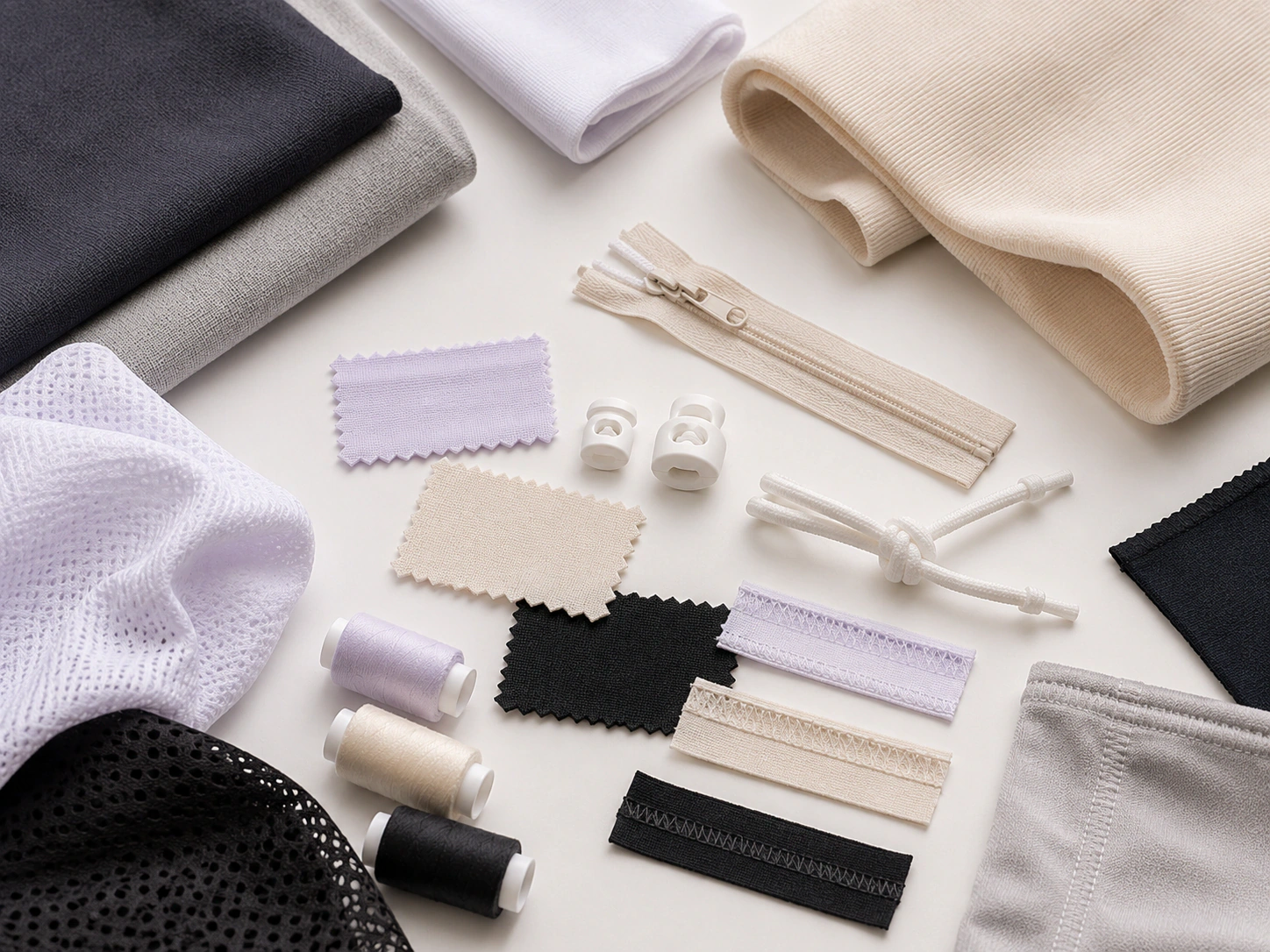 ODM and OEM activewear development materials with fabric and garment details