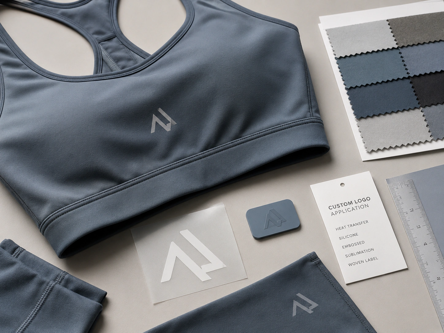 Private label gym wear branding with labels and packaging